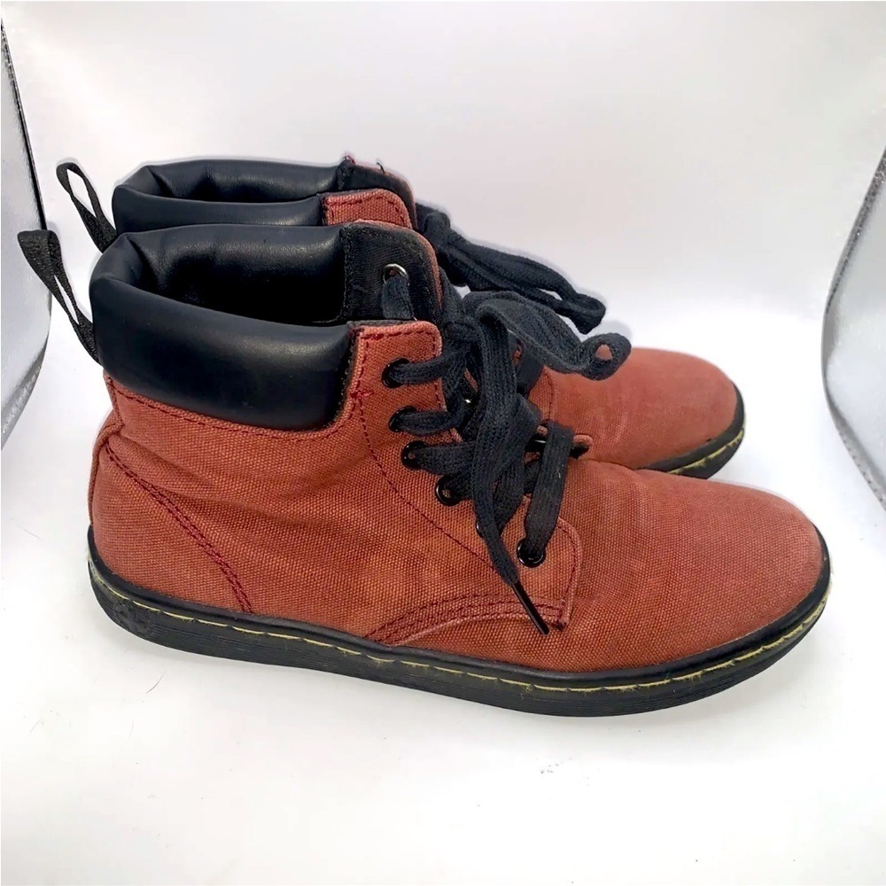 Women’s Dr Martens Maelly Maroon Canvas Eye Ankle Boots Size 6
